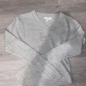 Ribbed Grey Nordstrom Cropped Sweater